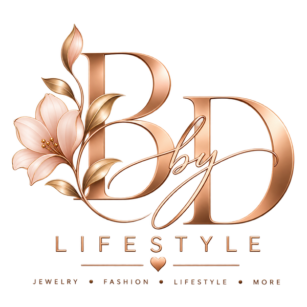 B by D Lifestyle rose gold floral logo